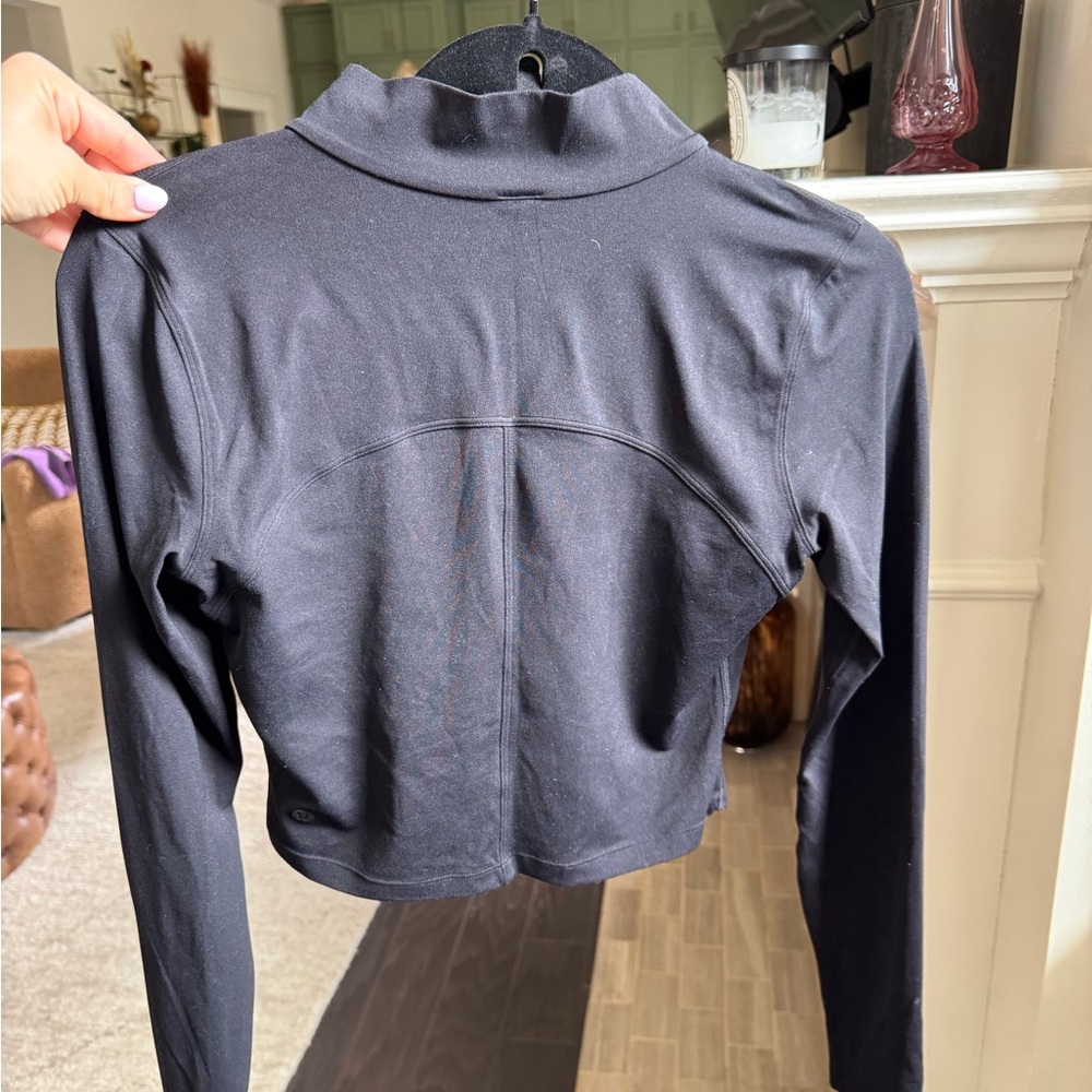 Lululemon All Aligned Mockneck Cropped Black Long Sleeve Top